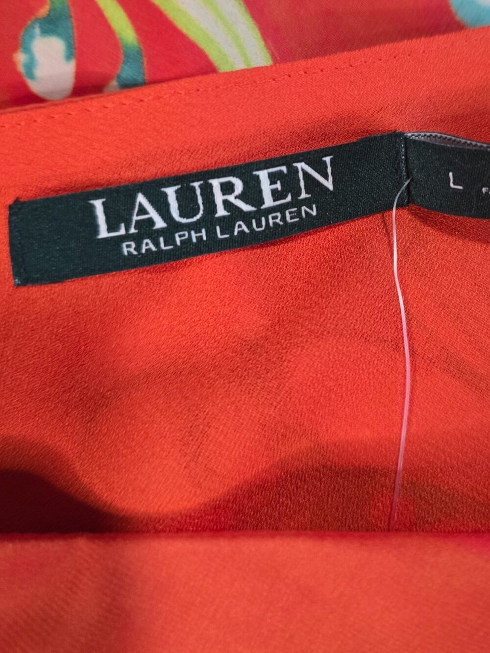 Lauren Ralph Lauren NWT Orange Floral One Shoulder Top Large - Picture 3 of 6